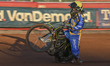Jonatan Grahn of Edinburgh Monarchs leads during the first heat of the Knockout Cup Quarte...