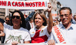 Silvia Sardone, Member of the European Parliament, is seen during a demonstration march ah...