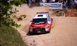 Pedro Almeida and Antonio Costa compete in their Toyota GR Yaris Rally2 during SS1 of the...