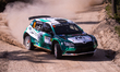 Guilherme Meireles and Pedro Alves compete in their Skoda Fabia Evo Rally2 during SS1 of t...