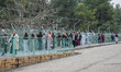 Visitors enjoy an early spring stroll at Gaziantep Wildlife Park in Gaziantep, Turkey, on...