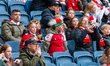 Fans of Denmark are seen ahead of the 2027 FIFA Women's World Cup Qualifier between Denmar...