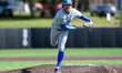 Easton Hawk of the UCLA Bruins delivers a pitch during an NCAA baseball game at Bainton Fi...
