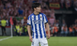 Takefusa Kubo of Real Sociedad in action during the Copa del Rey final match between Atlet...
