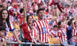 Fans of Atletico de Madrid attend the Copa del Rey final match between Atletico de Madrid...