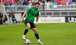 Jon Gallagher #17 of Austin FC drives the ball forward during the Major League Soccer matc...
