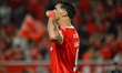 Gabriel Avalos, a player for Independiente, celebrates a goal during a 2026 Copa de la Lig...