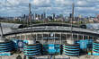 An aerial view of The Etihad Stadium during the Premier League match between Manchester Ci...