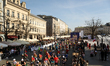 Participants of the TAURON 23rd Cracovia Marathon run on the streets of Krakow, Poland, on...