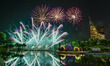 A fireworks show takes place to celebrate the traditional SANYUESAN festival at Qingquan L...