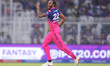 Jofra Archer of Rajasthan Royals celebrates the wicket of Tim Seifert of Kolkata Knight Ri...