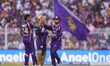 Ajinkya Rahane, the captain of Kolkata Knight Riders, with Sunil Narine of Kolkata Knight...