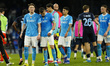 Players of SSC Napoli look dejected during the Serie A match between SSC Napoli and SS Laz...