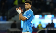 Eljif Elmas of SSC Napoli applauds fans at the end of the Serie A match between SSC Napoli...