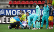 Noah Chidiebere Ohio, player number 39 of Real Valladolid, receives medical attention and...