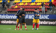 Players of FC Andorra celebrate their victory in the La Liga Hypermotion match between FC...