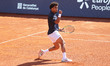 Arthur Fils celebrates during the match against Andrey Rublev in the final of the Barcelon...