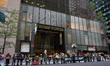 Members of Rise and Resist and their supporters protest outside Trump Tower in Midtown Man...
