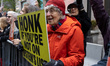 Members of Rise and Resist and their supporters protest outside Trump Tower in Midtown Man...