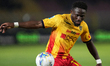 Konan N'Dri of US Lecce plays during the Serie A match between US Lecce and ACF Fiorentina...