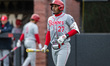 Shaun Mcmillan of the St. John's Red Storm heads to the plate during an NCAA baseball game...