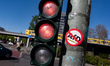 A sticker calling for the ban of the right-wing Alternative fuer Deutschland (Alternative...