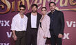 (L-R) Erick Elias, Juan Felipe Samper, Carolina Miranda, and Manolo Cardona attend the red...