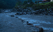 A view of the Himalayan mountains enveloped in clouds at Rishikhola, Sikkim, India, on Apr...