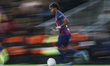 Lamine Yamal of FC Barcelona controls the ball during the La Liga EA Sports match between...