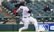 Manuel Palencia of the Somerset Patriots hits the ball during a Minor League Baseball game...