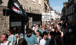 Approximately 1,200 people demonstrate in the streets of Auray and in front of City Hall i...