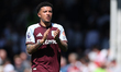 Jadon Sancho of Aston Villa thanks the supporters after the Premier League match between F...