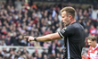 Referee Adam Herczeg points to the spot during the Sky Bet Championship match between Midd...
