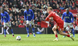 Tommy Conway of Middlesbrough scores from a penalty during the Sky Bet Championship match...
