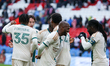 Fafa Picault #22 (center) and Tristan Muyumba #8 (right) of Atlanta United celebrate the t...