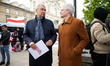 Former Belarusian diplomat and now opposition leader Pavel Latushko speaks to people at a...