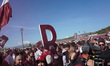 Fans of SS Arezzo celebrate the team's promotion to Serie B during the Lega Pro Championsh...