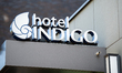 The Hotel Indigo logo sign is seen in Berlin, Germany, on April 21, 2026. Hotel Indigo is...