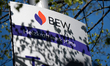 The BEW Berliner Energie und Warme logo sign is seen in Berlin, Germany, on April 21, 2026...