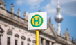 H-Haltestelle signage is seen at a public transport stop in Berlin, Germany, on April 21,...