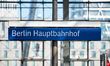 A platform name sign is seen at Berlin Hauptbahnhof main railway station in Berlin, German...