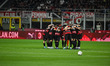 The AC Milan team is seen before the Italian Serie A football match between AC Milan and J...