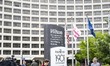 Media gather outside of the Washington Hilton Hotel in Washington, United States, on April...