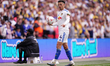 Ethan Ampadu of Leeds United prepares to take a throw-in during the Emirates FA Cup Semi-F...