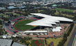 An aerial view of the Alfredo Harp Helu Baseball Stadium, home of the Diablos Rojos de Mex...