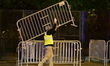 Security preparations take place outside the White House in Washington, United States, on...
