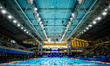 The indoor swimming pool venue during the friendly water polo women's match between Greece...