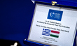 A commemorative award is presented to Norbert Madaras, President of the Hungarian Water Po...