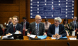 David Amiel, the French Minister of Public Action and Accounts, Roland Lescure, Minister o...