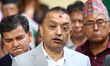Nepali Congress president Gagan Kumar Thapa attends the parliamentary party meeting in Kat...